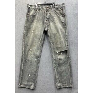 Parish Nation Denim Jeans Faded Black Destroyed Distressed Original Fit Sz 38X32